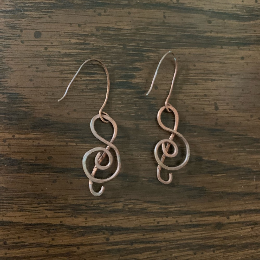 Treble Clef earrings handmade brass